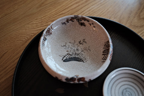 Seto Ware Small Plate  - Brown Flower