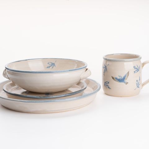 Forest Dining Set In Blue Bird Pattern