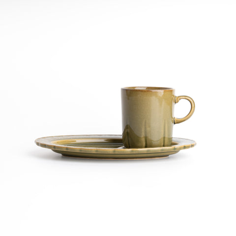 Olive Clover Mug With Saucer