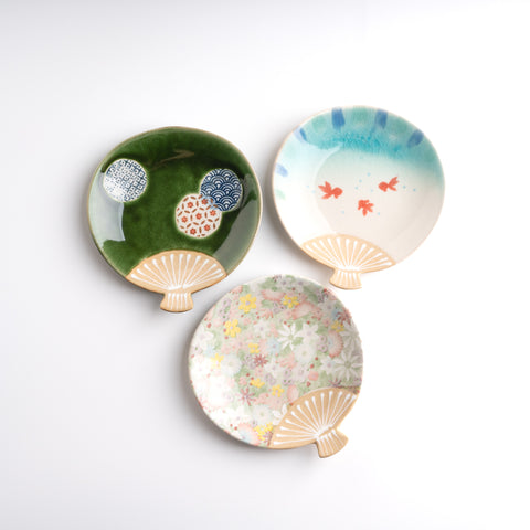 Seto Ware Uchiwa Plate - Goldfish