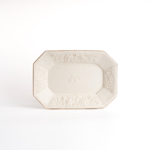 Mashiko Ware Kukka Octagonal Plate - White