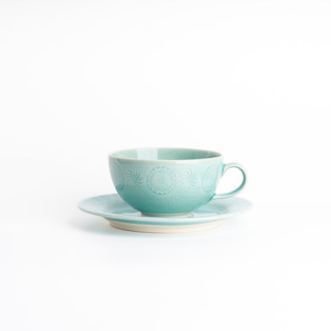 Stamp Serie Cup&Saucer Set - Turquoise