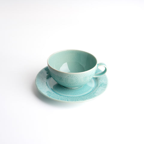 Stamp Serie Cup&Saucer Set - Turquoise