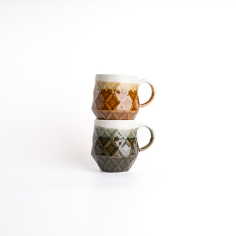 Mino Ware Plaid Mug - Brown