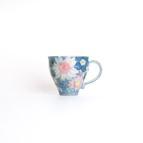 Yuzuriha Handmade Flower Mug - 青彩輪花