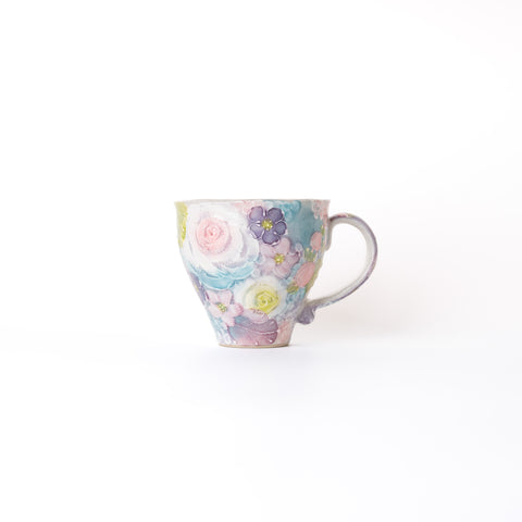 Yuzuriha Handmade Flower Mug - 彩ばら花紋