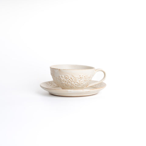 Mashiko Ware Kukka Soup Cup With Saucer