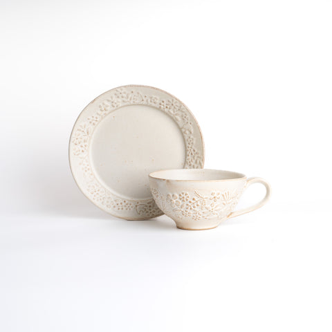 Mashiko Ware Kukka Soup Cup With Saucer