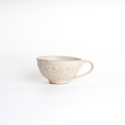 Mashiko Ware Kukka Soup Cup With Saucer