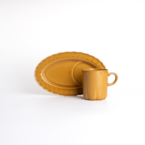 Clover Pattern Mug & Saucer - Ginger