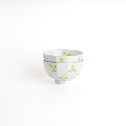 Arita Ware Green Clover Rice Bowl