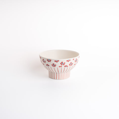 Tobe Ware Plum Blossom Rice Bowl - Red