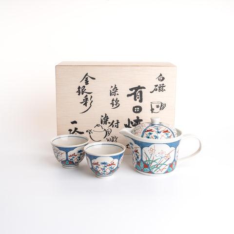 Arita Ware Hand-Painted Flower Tea Ware Set