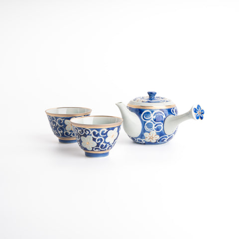 Arita Ware Hand-Painted Flower Tea Ware Set(唐草桔梗）