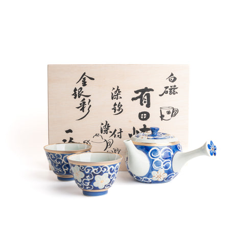 Arita Ware Hand-Painted Flower Tea Ware Set(唐草桔梗）