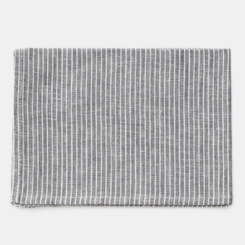 Linen Kitchen Cloth - Gray Thin White Stripe