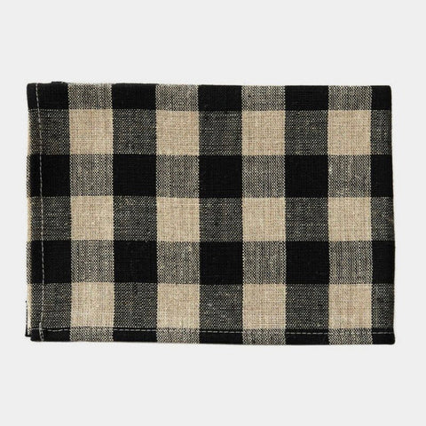 Linen Kitchen Cloth - Black Check