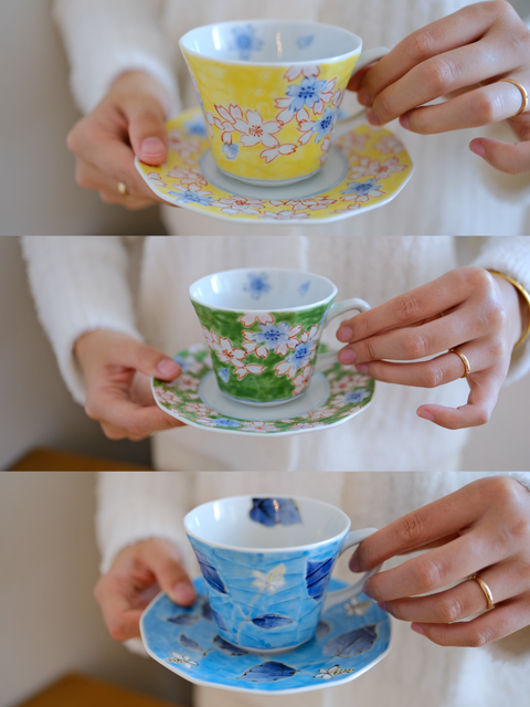 Arita Ware Vanilla Flower Coffee Cup w/ Saucer Set