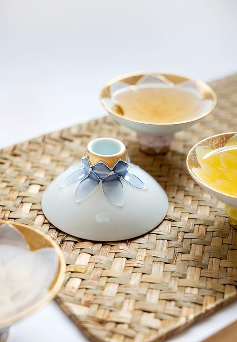 Arita Ware Hand-Painted Lotus Tea Cup Gift Set