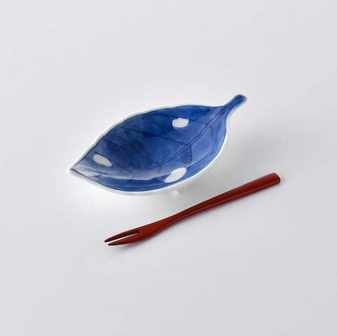 Kouringama Hasami Ware Leaf Side Plate - Blue