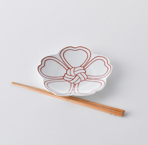 Kouringama Hasami Ware Knot Plate - Red