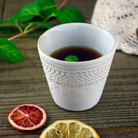 French Lace Cup With Saucer - sqaure